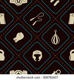 Seamless background with boxing icons for your design