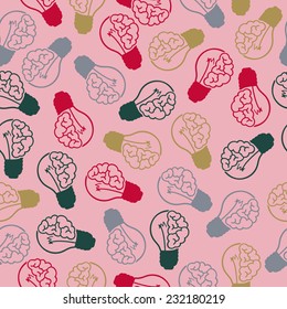 seamless background: brain, lightbulb