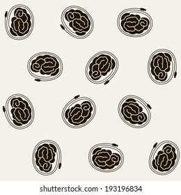 seamless background: brain, usb, plug