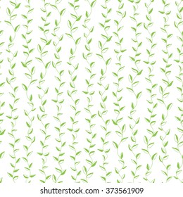 Seamless  background of branches with green leaves . Vector 