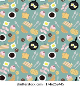 fondo ininterrumpido con alimentos para el desayuno