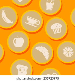 Seamless background with breakfast symbols