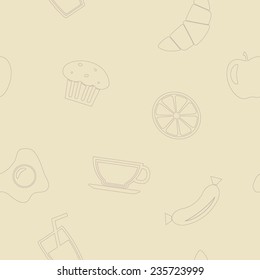 Seamless background with breakfast symbols