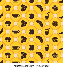 Seamless background with breakfast symbols