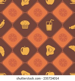 Seamless background with breakfast symbols