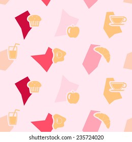Seamless background with breakfast symbols