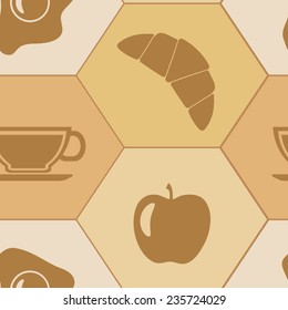 Seamless background with breakfast symbols