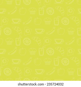 Seamless background with breakfast symbols