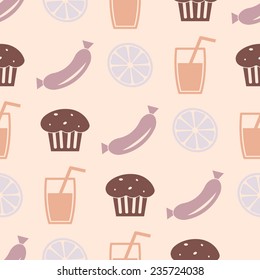Seamless background with breakfast symbols