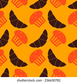 Seamless background with breakfast symbols