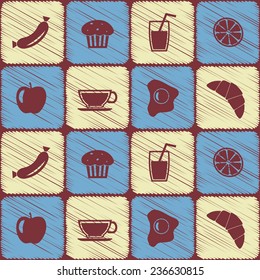 Seamless background with breakfast symbols