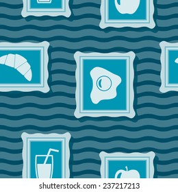Seamless background with breakfast symbols