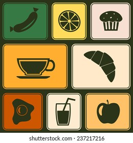 Seamless background with breakfast symbols