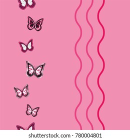 Seamless background from bright butterflies. Beautiful colorful butterflies chaotically fly. Seamless multicolored background with flying moths. Suitable for fabric, paper, packaging.