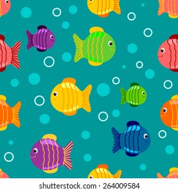 seamless background with bright fish