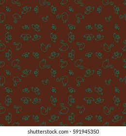 Seamless background bright flat stylized swans, a group of graceful swan birds. Texture for your creativity. Gentle romantic graphical birds regular pattern, outlined silhouettes, modern stylish print