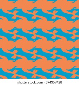 Seamless background bright flat stylized swans, a group of graceful swan birds. Texture for your creativity. Gentle romantic graphical birds regular pattern, outlined silhouettes, modern stylish print