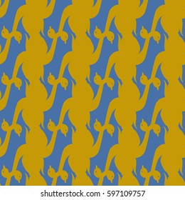 Seamless background bright flat stylized swans, a group of graceful swan birds. Texture for your creativity. Gentle romantic graphical birds regular pattern, outlined silhouettes, modern stylish print
