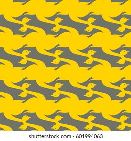 Seamless background bright flat stylized swans, a group of graceful swan birds. Texture for your creativity. Gentle romantic graphical birds regular pattern, outlined silhouettes, modern stylish print