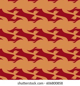 Seamless background bright flat stylized swans, a group of graceful swan birds. Texture for your creativity. Gentle romantic graphical birds regular pattern, outlined silhouettes, modern stylish print