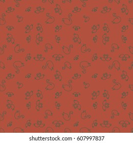 Seamless background bright flat stylized swans, a group of graceful swan birds. Texture for your creativity. Gentle romantic graphical birds regular pattern, outlined silhouettes, modern stylish print