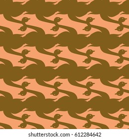 Seamless background bright flat stylized swans, a group of graceful swan birds. Texture for your creativity. Gentle romantic graphical birds regular pattern, outlined silhouettes, modern stylish print