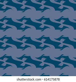 Seamless background bright flat stylized swans.