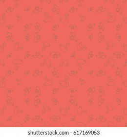 Seamless background bright flat stylized swans, a group of graceful swan birds. Texture for your creativity. Gentle romantic graphical birds regular pattern, outlined silhouettes, modern stylish print