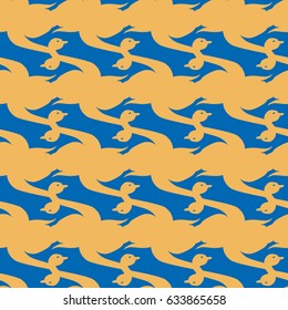 Seamless background bright flat stylized swans, a group of graceful swan birds. Texture for your creativity. Gentle romantic graphical birds regular pattern, outlined silhouettes, modern stylish print