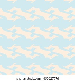 Seamless background bright flat stylized swans, a group of graceful swan birds. Texture for your creativity. Gentle romantic graphical birds regular pattern, outlined silhouettes, modern stylish print