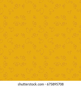Seamless background bright flat stylized swans, a group of graceful swan birds. Texture for your creativity. Gentle romantic graphical birds regular pattern, outlined silhouettes, modern stylish print