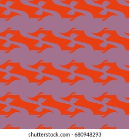 Seamless background bright flat stylized swans, a group of graceful swan birds. Texture for your creativity. Gentle romantic graphical birds regular pattern, outlined silhouettes, modern stylish print