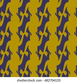 Seamless background bright flat stylized swans, a group of graceful swan birds. Texture for your creativity. Gentle romantic graphical birds regular pattern, outlined silhouettes, modern stylish print