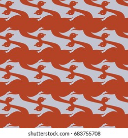 Seamless background bright flat stylized swans, a group of graceful swan birds. Texture for your creativity. Gentle romantic graphical birds regular pattern, outlined silhouettes, modern stylish print