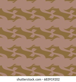 Seamless background bright flat stylized swans, a group of graceful swan birds. Texture for your creativity. Gentle romantic graphical birds regular pattern, outlined silhouettes, modern stylish print
