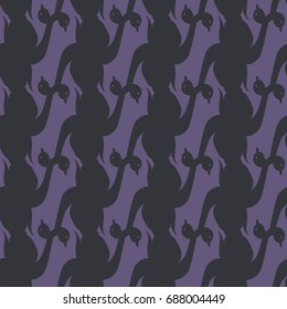 Seamless background bright flat stylized swans, a group of graceful swan birds. Texture for your creativity. Gentle romantic graphical birds regular pattern, outlined silhouettes, modern stylish print