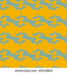 Seamless background bright flat stylized swans, a group of graceful swan birds. Texture for your creativity. Gentle romantic graphical birds regular pattern, outlined silhouettes, modern stylish print