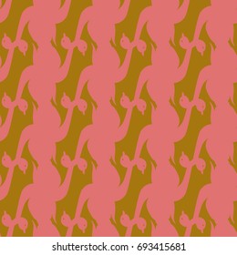 Seamless background bright flat stylized swans, a group of graceful swan birds. Texture for your creativity. Gentle romantic graphical birds regular pattern, outlined silhouettes, modern stylish print