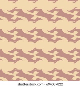 Seamless background bright flat stylized swans, a group of graceful swan birds. Texture for your creativity. Gentle romantic graphical birds regular pattern, outlined silhouettes, modern stylish print