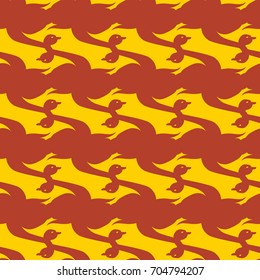 Seamless background bright flat stylized swans, a group of graceful swan birds. Texture for your creativity. Gentle romantic graphical birds regular pattern, outlined silhouettes, modern stylish print