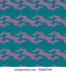 Seamless background bright flat stylized swans, a group of graceful swan birds. Texture for your creativity. Gentle romantic graphical birds regular pattern, outlined silhouettes, modern stylish print