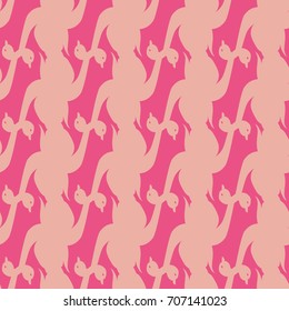 Seamless background bright flat stylized swans, a group of graceful swan birds. Texture for your creativity. Gentle romantic graphical birds regular pattern, outlined silhouettes, modern stylish print