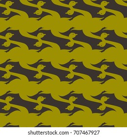 Seamless background bright flat stylized swans, a group of graceful swan birds. Texture for your creativity. Gentle romantic graphical birds regular pattern, outlined silhouettes, modern stylish print