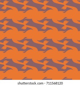 Seamless background bright flat stylized swans, a group of graceful swan birds. Texture for your creativity. Gentle romantic graphical birds regular pattern, outlined silhouettes, modern stylish print