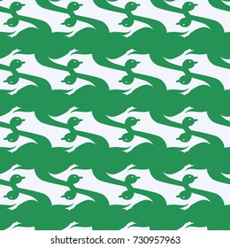 Seamless background bright flat stylized swans, a group of graceful swan birds. Texture for your creativity. Gentle romantic graphical birds regular pattern, outlined silhouettes, modern stylish print