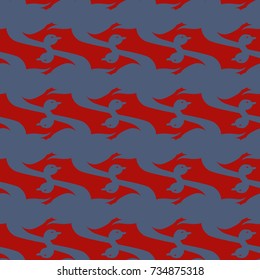 Seamless background bright flat stylized swans, a group of graceful swan birds. Texture for your creativity. Gentle romantic graphical birds regular pattern, outlined silhouettes, modern stylish print