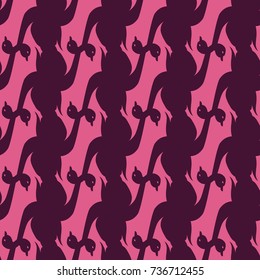 Seamless background bright flat stylized swans, a group of graceful swan birds. Texture for your creativity. Gentle romantic graphical birds regular pattern, outlined silhouettes, modern stylish print