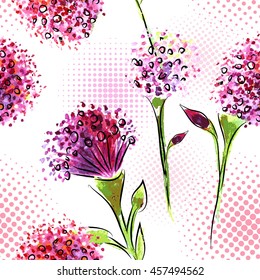 Seamless background bright flowers. Vector