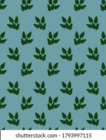 Fondo inmaculado con hojas verdes brillantes sobre un fondo azul. Patrón de diseño interior, Papel de escritorio, tela, papel, fondo, ropa, pared.