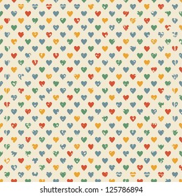 Seamless background with bright hearts